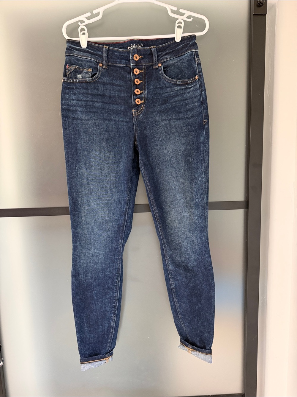 Edgely Dark Blue High-Rise super skinny Button-Fly Women’s Jeans sz8 Maurices